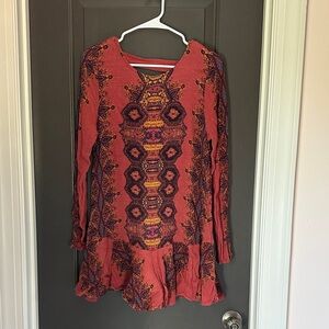 Free People Red and Purple Patterned‎ Dress